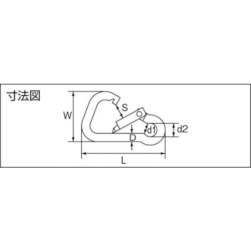 水本　ステンレス　スナップフックＢＤ型　線径５ｍｍ　長さ５０ｍｍ　B-1938　1 個