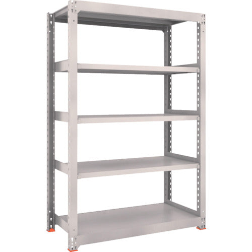 TRUSCO Steel Rack M3 Medium Duty Shelf 1800 x 571 x H1800 5 Tiers Single Unit with Seismic Resin Base Neo Gray M3-6665-SFC 1 Unit