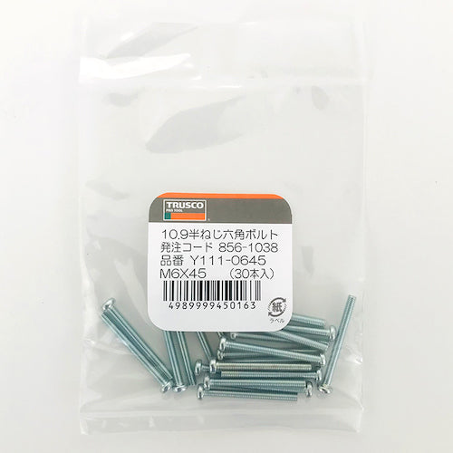 TRUSCO Hexagonal Bolt, Unicro, Full Thread, M4 x 12, 20 Pieces, Small Pack, Y801-0412, 1 Bag