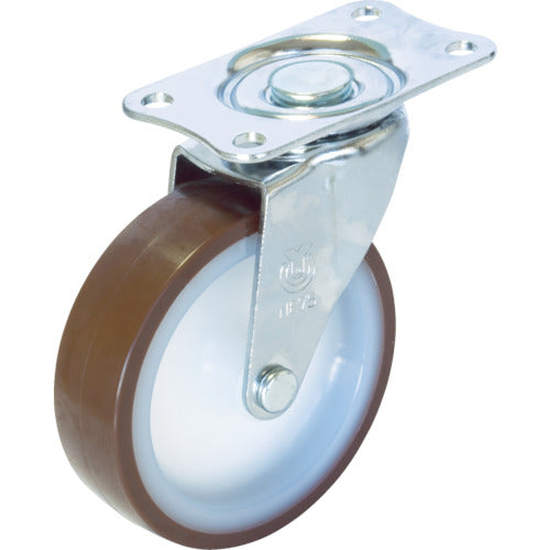YUEI Plate-type Swivel Caster Urethane Wheel Diameter 100mm E-type E-type Mounting Dimensions 82 x 40 E-100UR 1 pc