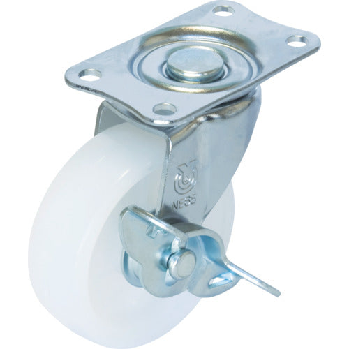YUEI Plate-type Swivel Caster Nylon Wheel Diameter 50mm with Stopper E-Type E-S-Type Mounting Dimensions 56 x 28 E-50NS 1 pc
