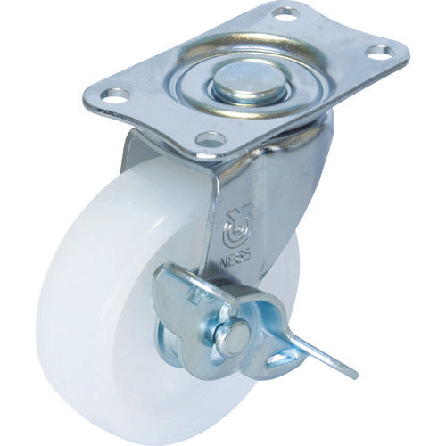 YUEI Plate-type Swivel Caster Nylon Wheel Diameter 65mm with Stopper E-type E-S-type Mounting Dimensions 56 x 28 E-65NS 1 pc