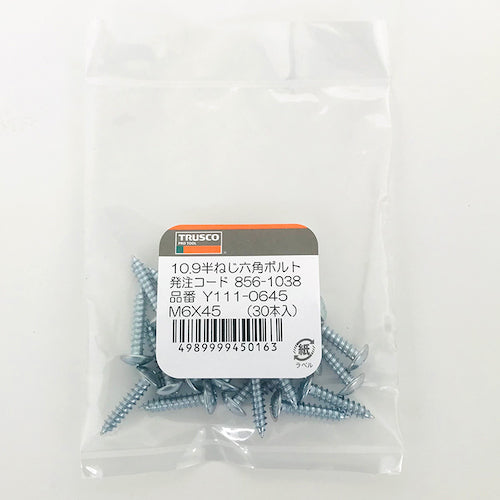 ＴＲＵＳＣＯ　ナベ頭タッピングねじ　１種Ａ　ユニクロ　Ｍ６×２０　１０本入　少量パック　Y833-0620　1 袋