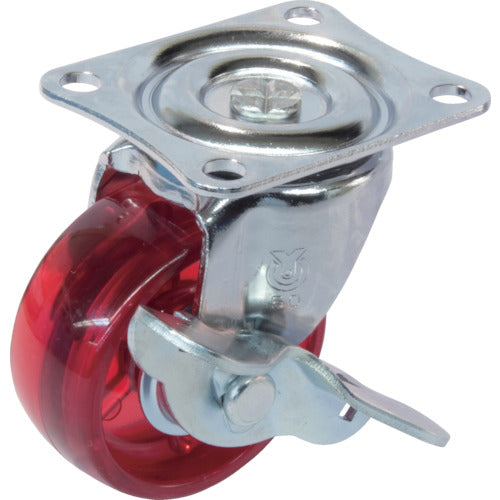 YUEI Plate-type Swivel Caster Red Polycarbonate Wheel Diameter 50mm With Stopper G Type G-S Type Mounting Dimensions 46 x 35 G-50PCS-R 1 Piece