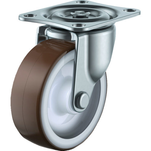 ユーエイ　プレート式　自在　キャスター　ウレタン　車輪径７５ｍｍ　　Ｇタイプ　Ｇ型　取付寸法５５×４２　G-75UR　1 個