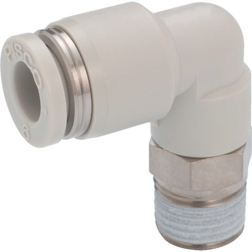 PISCO 튜브 피팅 엘보 적합 외경 8mm 접속 구경 R1/8 라이트 그레이 PL8-01W 1개