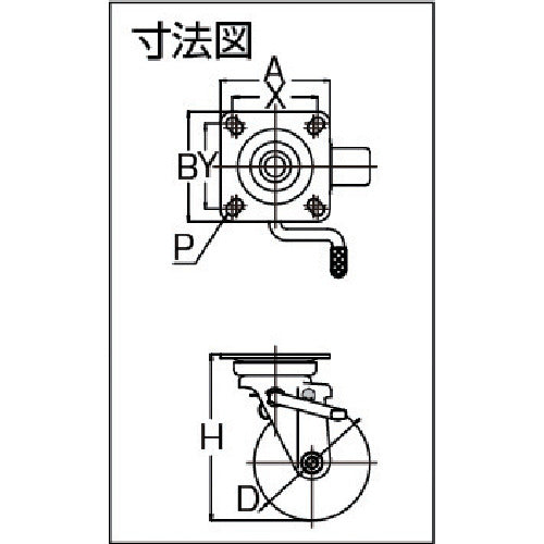ユーエイ　プレート式　自在　キャスター　ウレタン　車輪径１００ｍｍ　ストッパー付き　Ｊタイプ　ＪＢ（Ｌ）型　取付寸法７４×７４（６７×６７）　GUJB-100(L)　1 個