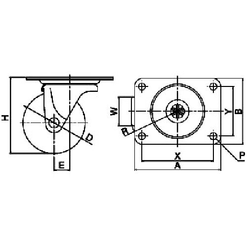 YUEI Plate-type Swivel Caster Nylon Wheel Diameter 65mm M Type MG Type Mounting Dimensions 76 x 44 MG-65N 1 pc