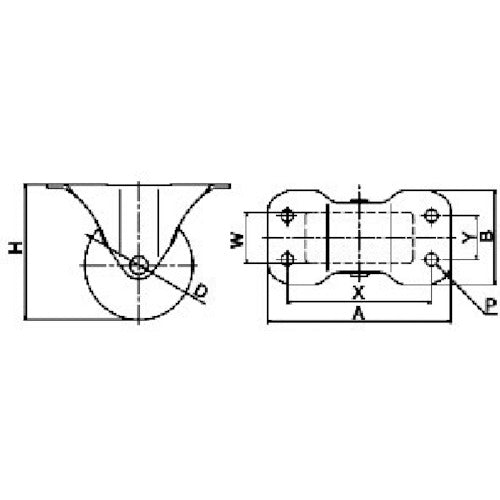 ユーエイ　プレート式　固定　キャスター　ナイロン　車輪径７５ｍｍ　　Ｍタイプ　ＭＲ型　取付寸法１００×３０　MR-75N　1 個