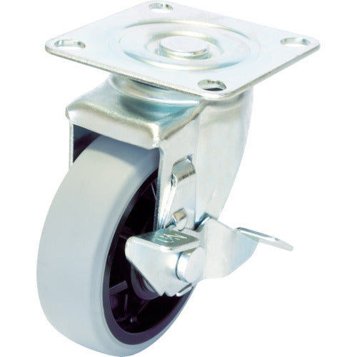 YUEI Plate-type Swivel Caster Urethane Wheel Diameter 100mm With Stopper J Type SJ-S Model Mounting Dimensions 71 x 71 (68 x 68) SJ-100GUS 1 pc