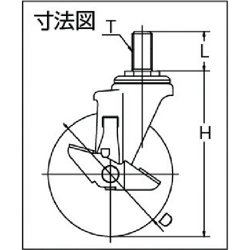 ユーエイ　ねじ込み式　自在　キャスター　ゴム　車輪径１００ｍｍ　ストッパー付き　Ｊタイプ　ＳＪＴ−Ｓ型　ネジ寸法Ｍ１６×４０ピッチ２　SJT-100WPS-M16-40　1 個