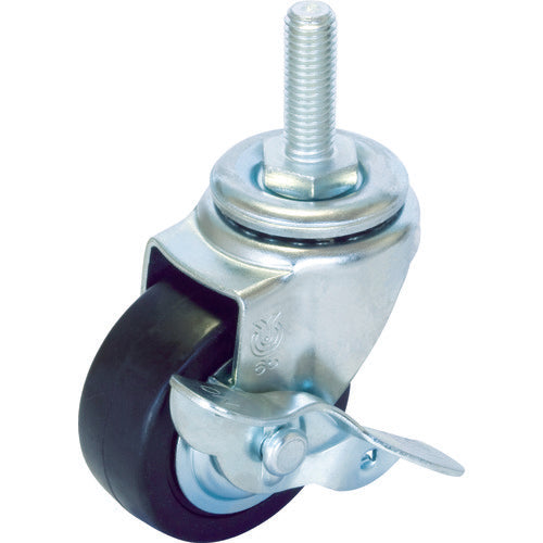 YUEI Screw-in type Swivel Caster Rubber Wheel diameter 65mm With stopper S type ST-S type Screw size M12 x 35 Pitch 1.75 ST-65RHS-M12-35 1 piece