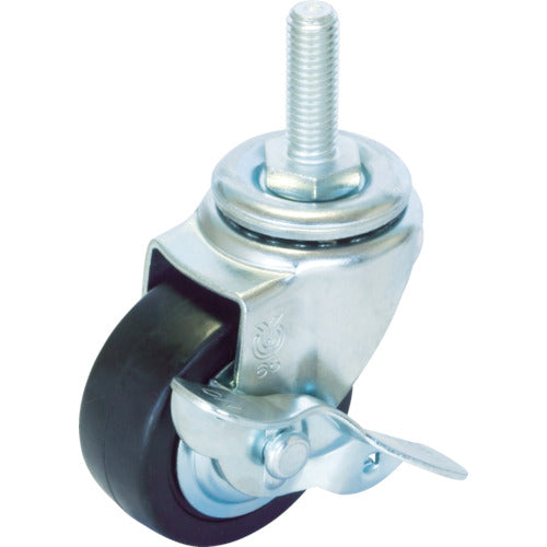 YUEI Screw-in type Swivel Caster Rubber Wheel diameter 75mm With stopper S type ST-S type Screw size M16 x 40 Pitch 2 ST-75RHS-M16-40 1 piece