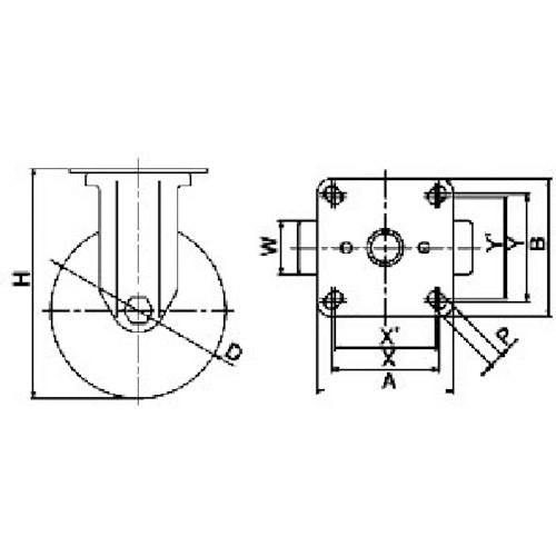 ユーエイ　プレート式　固定　ステンレスキャスター　ナイロン　車輪径１３０ｍｍ　　Ｊタイプ　ＳＵＳ−Ｋ２型　取付寸法８０×８０（７５×７５）　SUS-NK2-130　1 個