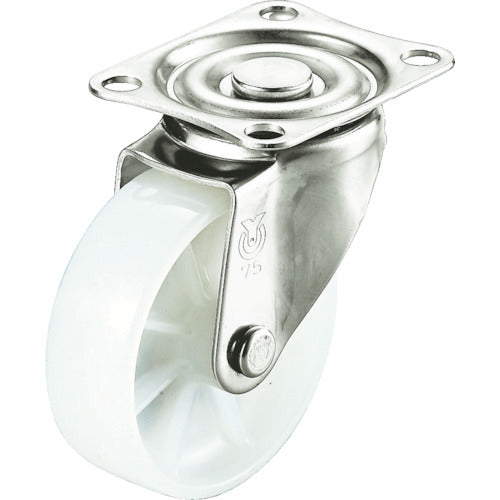 유에이 플레이트식 자재 스테인리스 캐스터 나일론 바퀴 지름 75mm