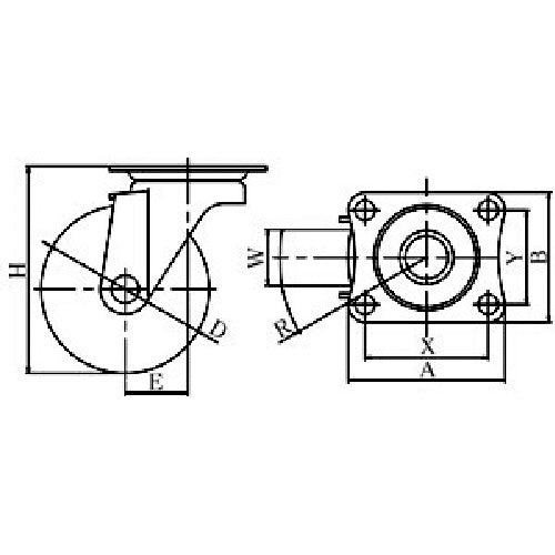 유에이 플레이트식 자재 스테인리스 캐스터 나일론 바퀴 지름 75mm