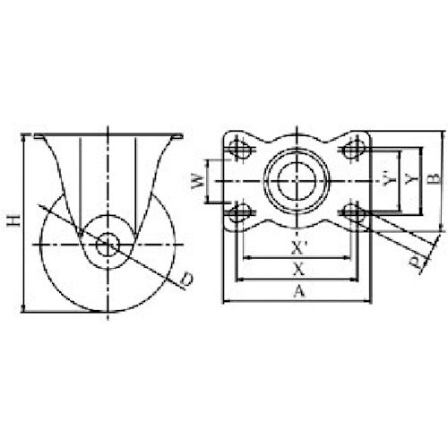 ユーエイ　プレート式　固定　ステンレスキャスター　ナイロン　車輪径１００ｍｍ　　Ｊタイプ　ＳＵＳ−ＳＫ型　取付寸法９０×５０（８０×４５）　SUS-SK-100N　1 個