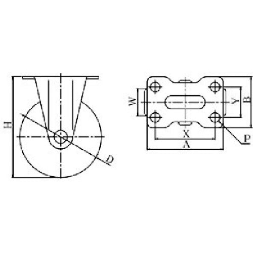 유에이 플레이트식 고정 스테인리스 캐스터 나일론 바퀴 직경 75mm S타입 SUS-SR형 설치 치수 55×28 SUS-SR-75N 1개