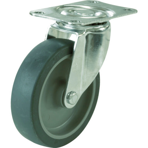YUEI Plate-type Swivel Caster Elastomer Wheel diameter 100mm E-type E-type Mounting dimensions 82 x 40 E-100EL 1 pc