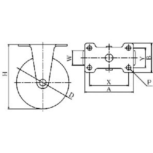 YUEI Plate-type Fixed Caster Elastomer Wheel diameter 50mm E type ER type Mounting dimensions 56 x 28 ER-50EL 1 piece