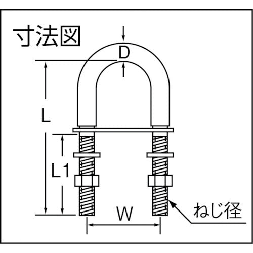 ＴＲＵＳＣＯ　ステンレス　ＵボルトＡ型　（１個＝１袋）　使用荷重１．４７ｋＮ　TUBA-10045　1 個