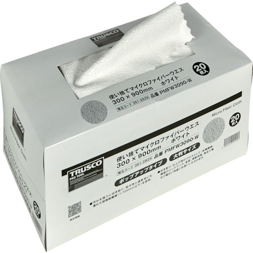TRUSCO 일회용 마이크로 화이버 웨스 300 × 900mm 화이트 PMFW3090-W 1 상자
