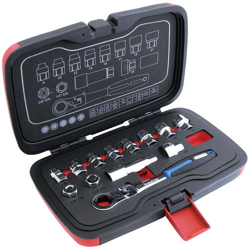 Pro-Auto Go-Through Ratchet &amp; Spline Socket Set GTFL-13SS 1 S