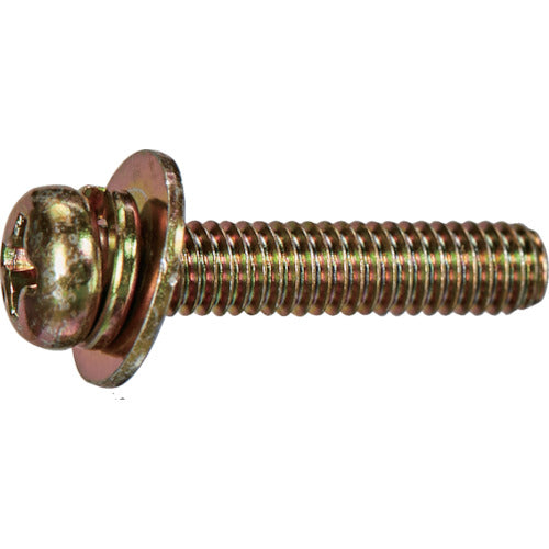 TRUSCO Pan Head Washer Assembled Screw P=3 Chromate M4 x 6 10 Pieces (with Spring Washer + JIS Washer) Small Pack Y831-0406 1 Bag