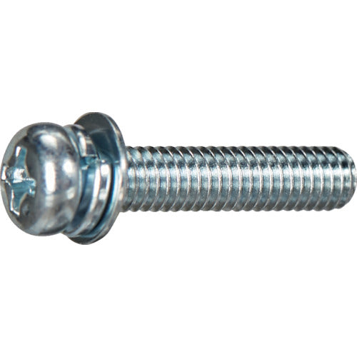 TRUSCO Pan Head Washer Assembled Screw P=4 Trivalent White M5 x 8 10 Pieces (with Spring Washer + JIS Small Washer) Small Pack Y857-0508 1 Bag