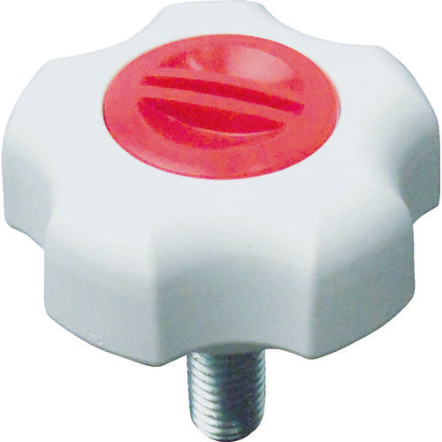 三星　フィットノブ　Ｍ６　本体／白　キャップ／赤　（５個入り）　FIT-W-M6-R-5P　1 袋