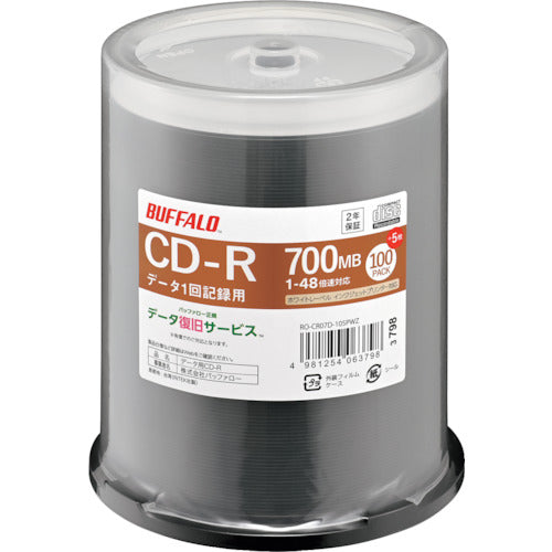 ＢＡＦＦＡＬＯ　光学メディア　ＣＤ−Ｒ　ＰＣデータ用　７００ＭＢ　法人チャネル向け　１００枚＋５枚　RO-CR07D-105PWZ　1 PK