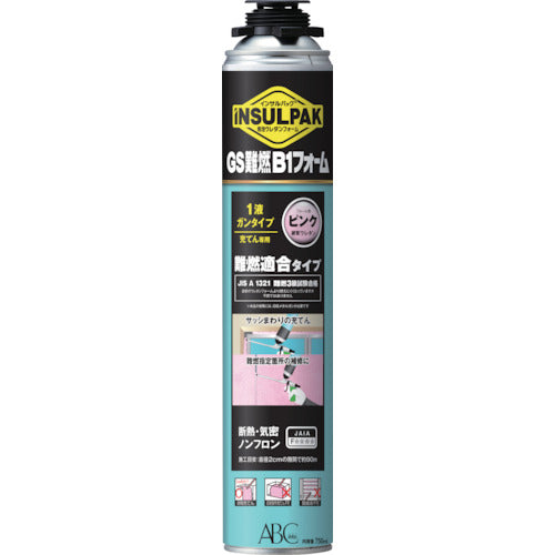 ABC Simple Urethane Foam One-liquid Gun Type Insulpack GS Flame-retardant B1 Foam 750ml Foam Color: Pink GSB1-P 1 bottle