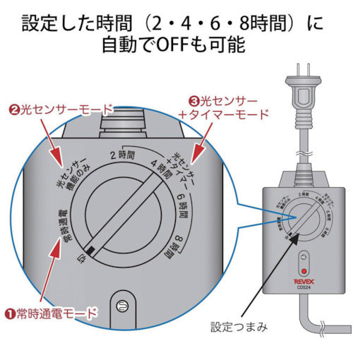 リーベックス　光センサー付　タイマーコンセント　ＣＤＳ２４　CDS24　1 個