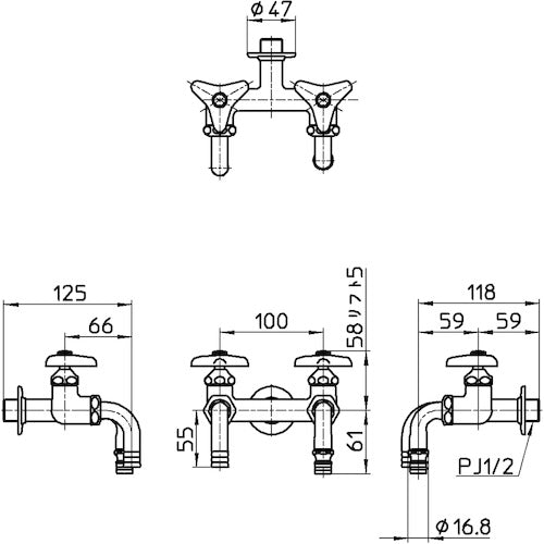 SANEI Two-port home water faucet for sprinklers F136K-13 1 unit