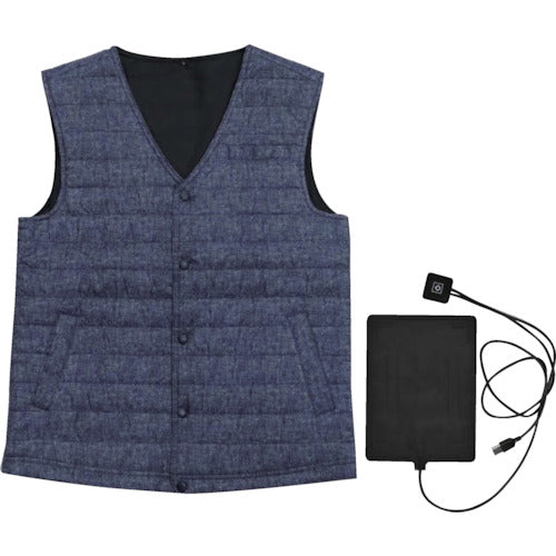 Muroya MX1642 Padded heater vest Denim blue L MX1642-DB/L 1 unit