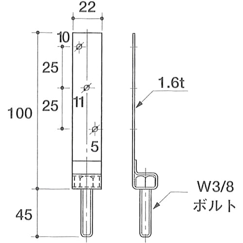 DAIDOHANT 볼트 부착 매달아리 (키노시타지) (W) 22x (H) 145mm 10177028 1개