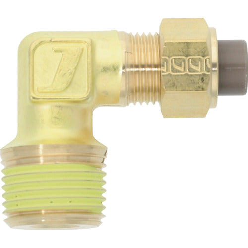 潤工社　黄銅製継手（インチ系列）　エルボ　６．３５×４．５７ｍｍ　　ＰＴ３／８　PL-1/4-PT3/8-BS　1 個