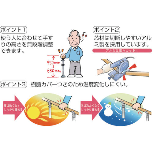 アロン　安寿アプローチ用手すり　支柱埋め込み固定式Ｒ　535998　1 本