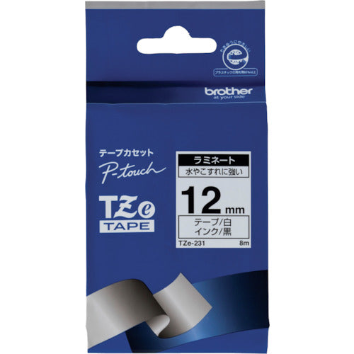 Brother TZE Tape Black Text/White Background/12mm TZE-231 1 pc