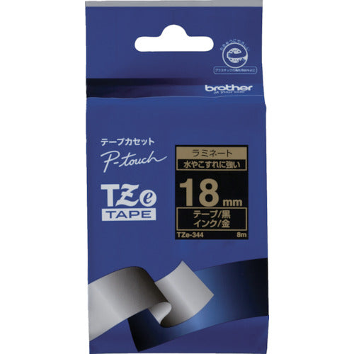 브라더 Tze 테이프 금문자/흑지/18mm TZE-344 1개