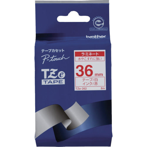 ブラザー　Ｔｚｅテープ　赤文字／白地／３６ｍｍ　TZE-262　1 個