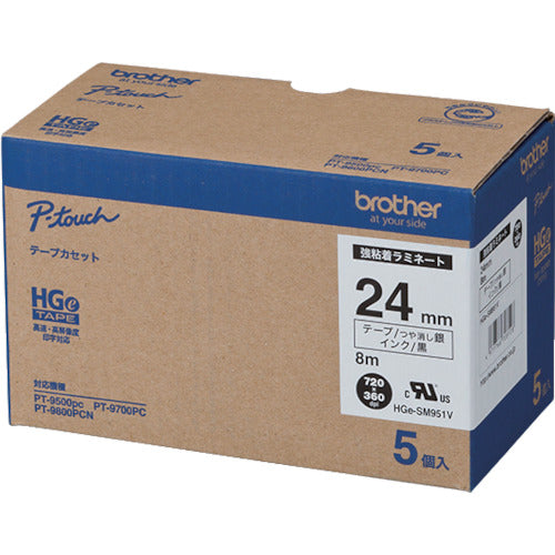 Brother HGES tape (strong adhesive) black letters/silver (matte)/24mm HGE-SM951V 1 PK