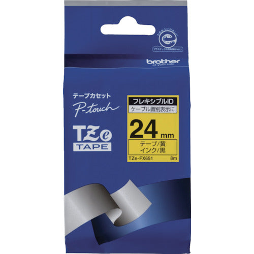 브라더 Tze 테이프 플렉시블 ID 테이프 블랙 문자/황지/24mm TZE-FX651 1개