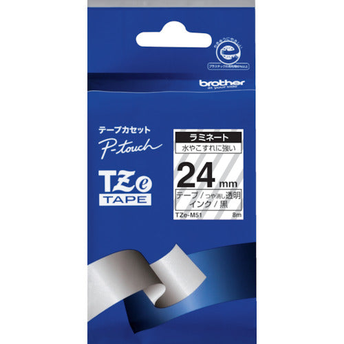 브라더 Tze 테이프 흑문자/투명(광택 제거)/24 mm TZE-M51