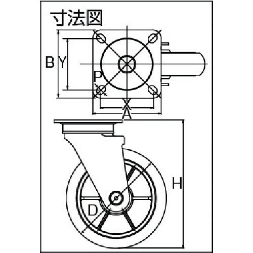 イノアック　低始動抵抗キャスター　旋回金具付　Φ１５０　黒　LR-150WJ-BK　1 個