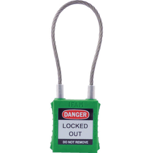 Ifam Lockout Padlock Steel Cable Shackle Green 044953 1 pc