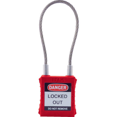 Ifam Lockout Padlock Steel Cable Shackle Red 044950 1 pc