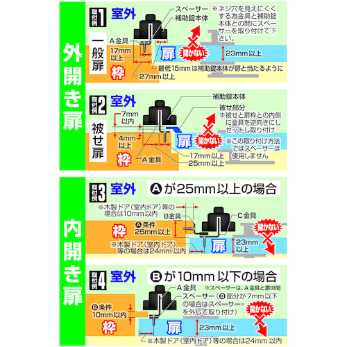 ノムラテック　どあロックガード・ダイヤル式　外開き・内開き兼用（ネジ止めタイプ）　N-1072　1 個