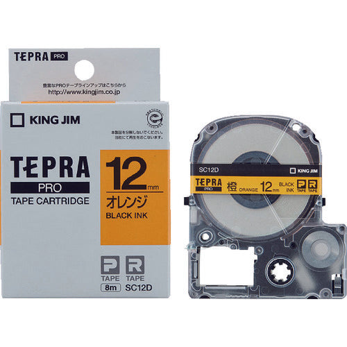 KING JIM [Genuine] "Tepra" PRO tape 12mm orange label/black text length 8m SC12D 1 piece