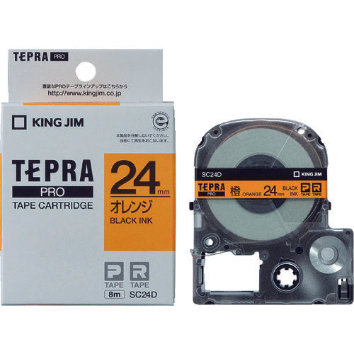 KING JIM [Genuine] "Tepra" PRO tape 24mm orange label/black text length 8m SC24D 1 piece